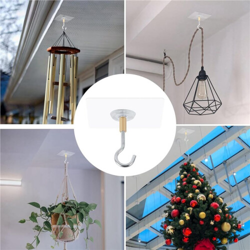 Adhesive Ceiling Hooks,20Pack Ceiling Hanger Hooks,Sticky Ceiling Hooks Hold 5kg,Hooks for Hanging Plants,Lanterns