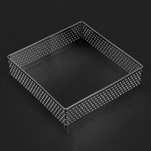 Perforated Tart Ring Stainless Steel Tartlet Molds Square Shape Mould Cake Circle French Pastry Baking Tool, 10 Pack