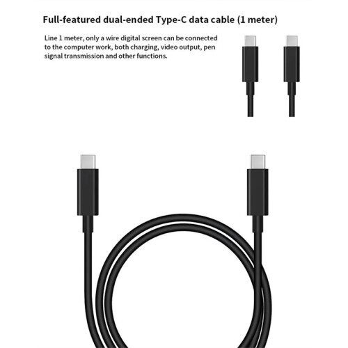 For Huion Digital Screen Full-Function Type-C Cable Dual-Ended Connector Cable for Kamvas 12/13/16 Gen3 Series 1m 2
