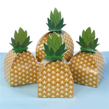 100PCS Pineapple Candy Cookie Box Hawaiian Party Gift Packing Box Bag Luau Summer Birthday Wedding Decoration