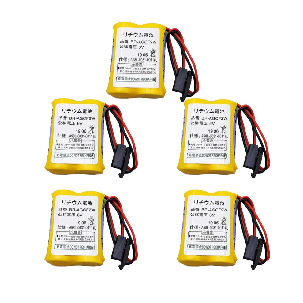5 Pack Bragcf2w 6V 2200Mah Lithium Backup Battery With Plug Connector Replacement Black 9771547159315