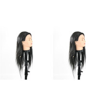 2Stück 40 cm Mannequin Kopf Lange Schwarze Haare Perücken Styling Training Praxis Friseur Puppen Puppen Perücke Dummy Kopf Kosmetik Modell