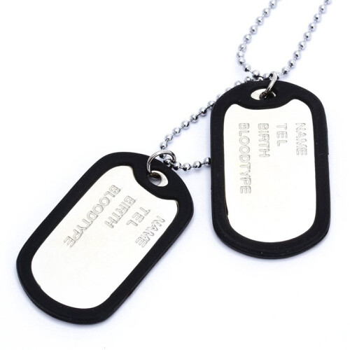 3X Kettingketting Hanger 2 Plaat Identiteit Dog Tag Legering Mode Heren 1
