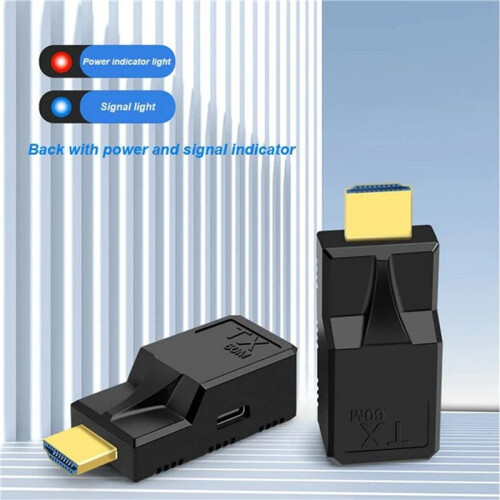 2pcs 60M -Compatible Extender Rj45 Cat6 Cable 1080P Ethernet Extender Video Transmitter Adapter 2