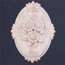 3X Retro Wood Ornament Applique Carving Ornament for Cabinet Door Furniture Decoration(13X9cm)