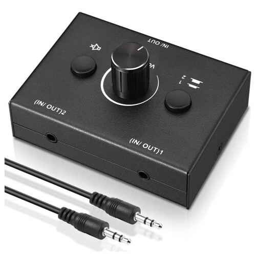 3pcs 3.5mm Audio Switcher, 2 Input 1 Output/1 Input 2 Output Audio Splitter Switcher,One-Key Mute Button 1