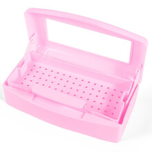 Pink Nail Tool Cleaning Jar with Automatic Lift Tray and Visible Window for Salon Use