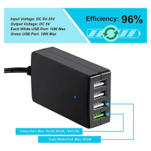 5X Portable with Battery Clip, 12V/24V to 5V 4-Port USB Charger Multiport Adapter Other Phone & Tablets
