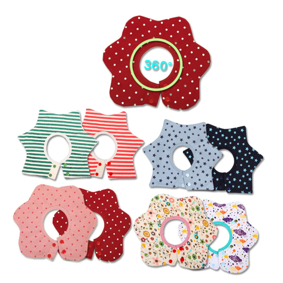 Rotating Bibs For Newborns Muslin Drool Bibs Absorbent Burp Cloths Unisex Red