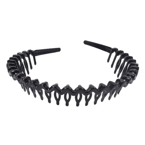 6X Cerchietto In Plastica Dentato Nero per Donna 1