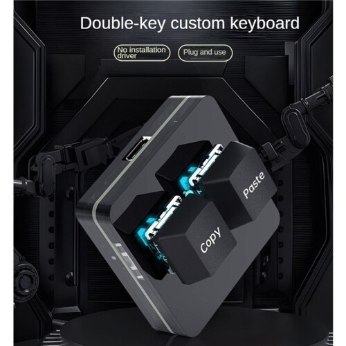 2X Custom  Keyboard 2 Key RGB Macro OSU Keypad Programmable Mechanical Keyboard for Gaming Working, Black Type B 2