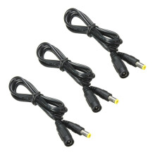 3pcs 5.5mm X 2.1mm Power Jack Male to Female Extension Cable Cord Lead ConnectorCable Length:1.2 M