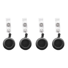 4 Pcs Badge Holder Retractable Reel YOYO Clip Snap Button ID Card Key Black