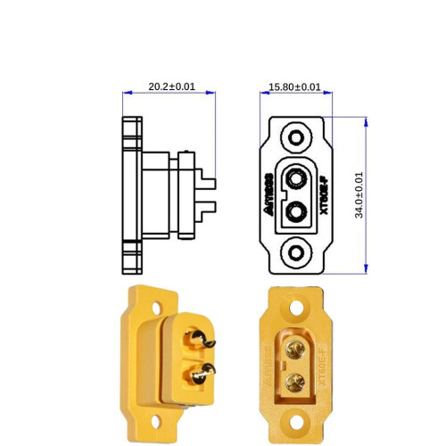 10 Pack XT60E Female Connector with Screws for Secure Panel Mount on RC and FPV Racing Drones 1