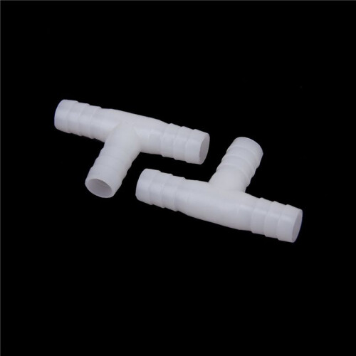 6pcs 12mm Plastic Equal Tee Connector Barbed Pipe Fitting Air/Water Hose Joiner 1