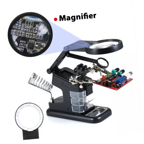 Magnifying Lamp with LED Light and Adjustable Arm for Soldering Helping Hands Electronics 1