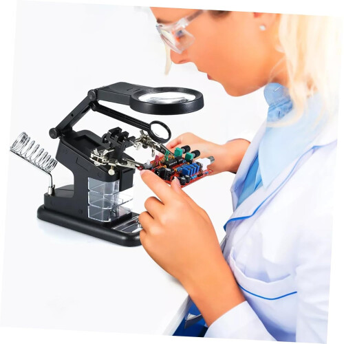 Magnifying Lamp with LED Light and Adjustable Arm for Soldering Helping Hands Electronics 2