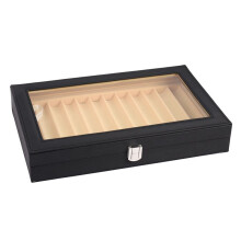 2X 12 Svart Pen Box LäDer Penna Display Box PU Pen Förvaringsbox LäDer Pennfodral Förvaringsbox
