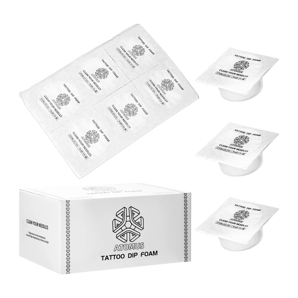 White Tattoo Needle Cleaning Sponge And Ink Cleaning Cup 18Pcs Disposable Foam Caps For Fast Ink Change