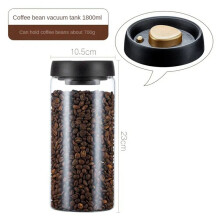 2X Jarra Sellada Al VacíO, Recipiente Hermético de Vidrio para Granos de Café, Alimentos, Granos, Dulces, Tarro de Almacenamiento Fresco de 1800Ml