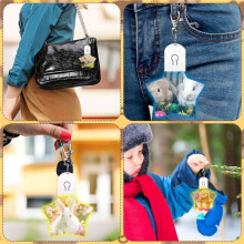 12 Pcs Sublimation Blank Keychains Heat Transfer Printing LED Acrylic KeyChains Lighted Keyrings Pendant, Star