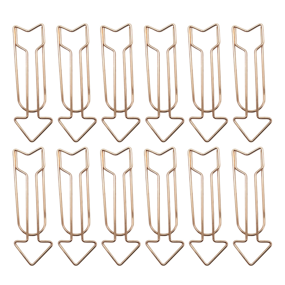 12Pcs Multipurpose Metal Paper Clip 40X12mm Document-Rose Gold 7751001398131