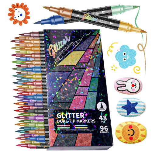 Doppelfarbiger Glitzer-Kunststift, Künstler-Acryl-Marker,-48