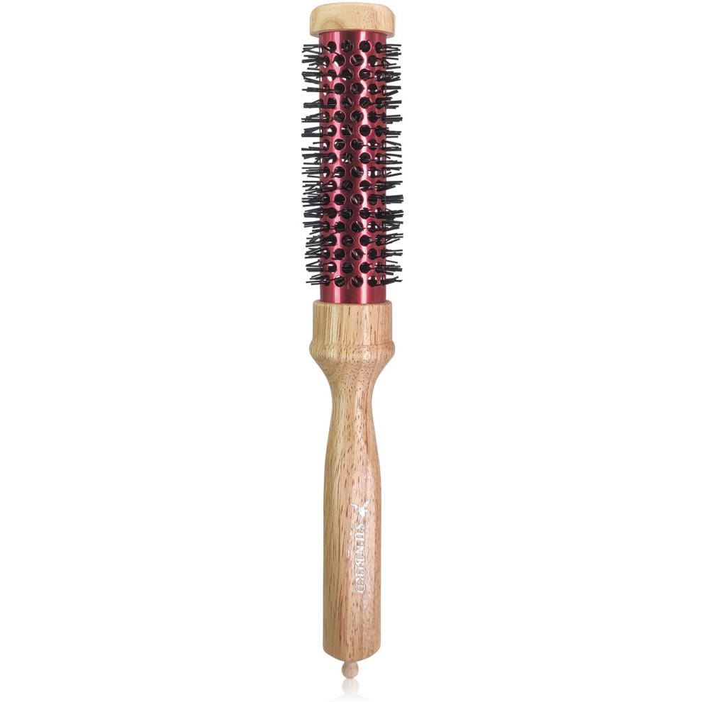 1 Inch Round Brush for Blow Drying with Ceramic Ionic Barrel, Wood Handle, Volume and Frizz Control