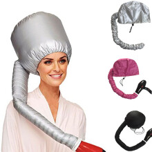 Silver Adjustable Hair Dryer Bonnet Cap with Heat Venting for Gentle Home Hair Drying