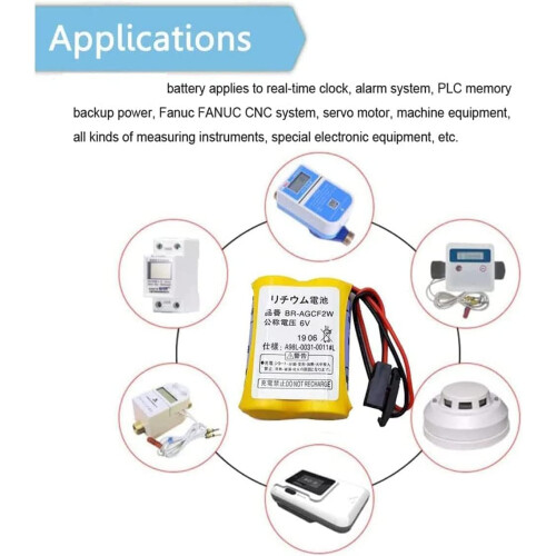 5 Pack BRAGCF2W 6V 2200mAh Lithium Backup Battery with Black Plug Connector Replacement 2