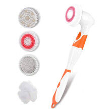 Electric Shower Brush 4in1 Body Exfoliating Long Handle Waterproof Rotating Massage Orange