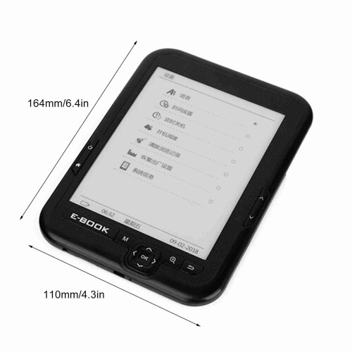 6 Inch E Ink eBook Reader 300ppi Display Adjustable Fonts Front Light 8GB Black 2