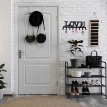 Porta-Chaves para DecoraçãO de Montagem em Parede LOVE (Suporte de 8 Ganchos), Cabide de Metal para Porta da Frente, Cozinha, DepóSito, Chaves de