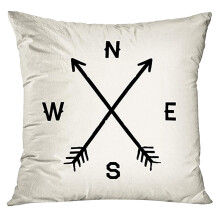Throw Pillow Cover North South West East Decorative Pillowcase for Sofa Bedroom Living Room