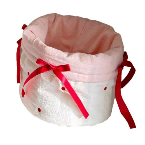 1PCS Sweet Desktop Storage Basket Cylinder Storage Basket Bedroom Clutter Organization Storage Basket Red