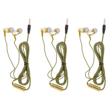3X H-169 3.5mm MP3 MP4 Cordon Tresse de Subwoofer de Cablage, avec Controle Du Fil de Mic (Or)