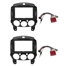 2pc 9Inch 2DIN Car Dashboard Frame DVD Navigation Panel Frame Radio Audio Panel with Harness for 2 Demio 2007-2014