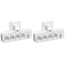 2X EU Plug Outlet 4 Sockets Electrical Socket No Extension Cord with USB Type-C Two Specifications