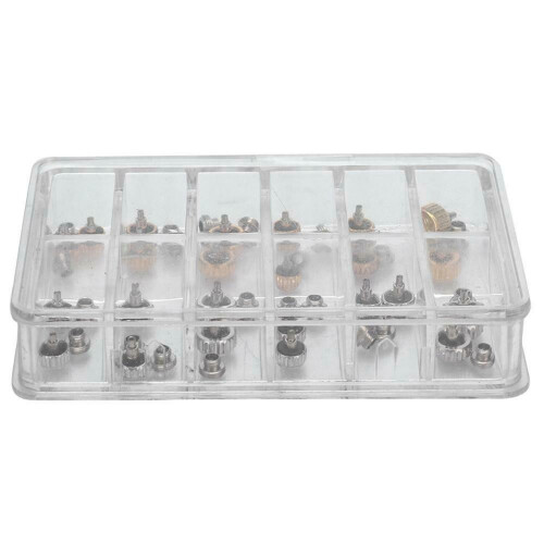 96PCS Watch Crowns Watch Waterproof Replacement Assorted Repair Tools with Box 1