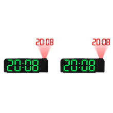2X 180 Rotation Projection Alarm Clock 12/24H LED Digital Clock USB Charge Ceiling Projector Alarm Clock (Green)