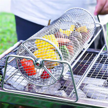 Panier de Barbecue en Acier Inoxydable pour Rôtisserie, Cage en Maille Roulante pour Rôtir, Accessoire de Barbecue pour une Cuisson Uniforme