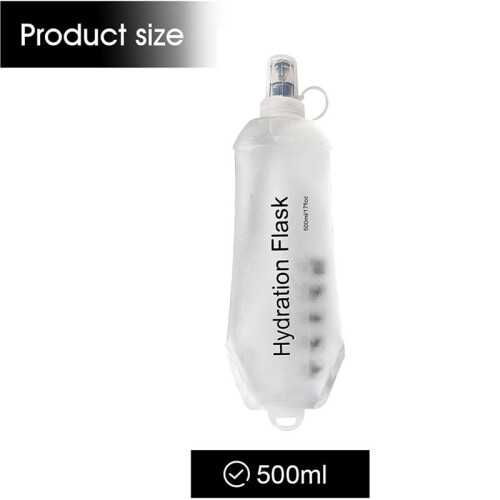 2X 500ml Soft Flask,TPU Foldable Soft Water Bottle for Hydration Pack, Folding Water Bottle B