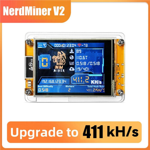3X NMiner NerdMiner V2 411KH/S Hashrate ESP32 2.8 Polegadas  Display BTC Solo Lottery Miner Bitcoin Crypto Lottery Miner 1