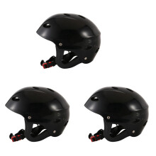 3X Casco Protector de Seguridad 11 Agujeros de Respiración para Deportes Acuáticos Kayac Canoa Tabla de Surf Paleta - Negro