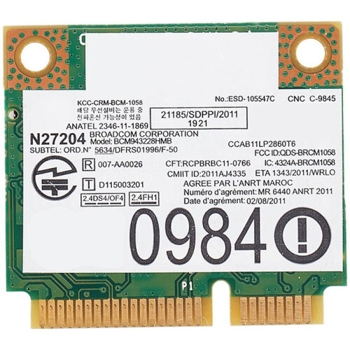 5X BCM943228HMB 04W3764 WIFI Wireless  4.0  PCI-E Karte Kompakt für  E130 E135 E330 E335 E530 E535 E430 2