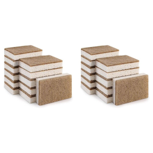 Eco-Friendly Natural Sponges for Dishes 24 Pack - Biodegradable Kitchen Sponge with Compostable Coconut Scrubber