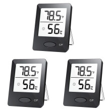 3X ThermomèTre HygromèTre D'IntéRieur, ThermomèTre D'Ambiance avec Grand ÉCran LCD, Moniteur D'Humidité pour Bureau à Domicile Noir