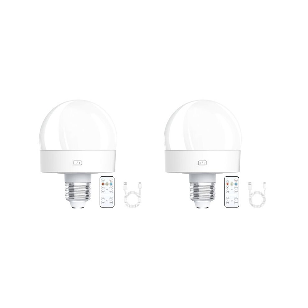 2X Rechargeable Battery Operated Bulbs, 300Lm E26 Screw In Bulb For Lamps With Remote Control Dimmable&Timer Light 6033314426277