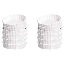 Paquete de 12 Moldes para Crema Brulée, Platos Redondos Estriados para Quiche, Moldes para Tarta, Moldes Aptos para Horno para Hornear, Soufflé,