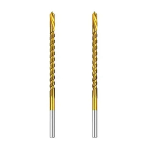 2pcs 4mm Titanium Coated Drill Bit Spiral Jagged Saw Drill Bit Composite Drill Bit Twist Drill Bit